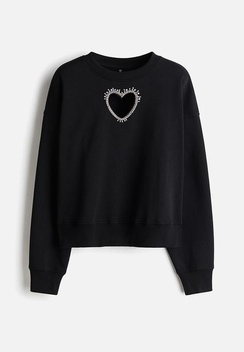 H&M - Embellished sweatshirt - black/heart