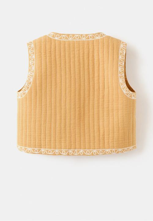 MANGO - Vest FLOWY - Medium Yellow