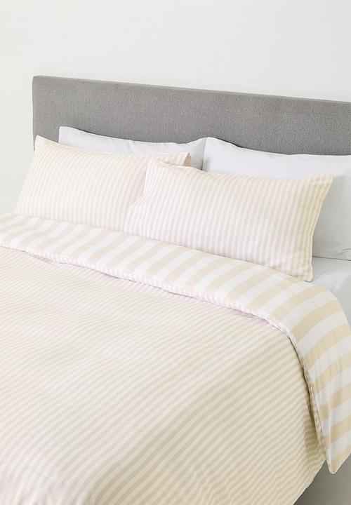 Sixth Floor - Stripe duvet cover - Stone