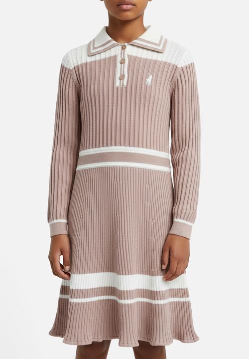 POLO - Ava knitted colour blocked dress - rose taupe