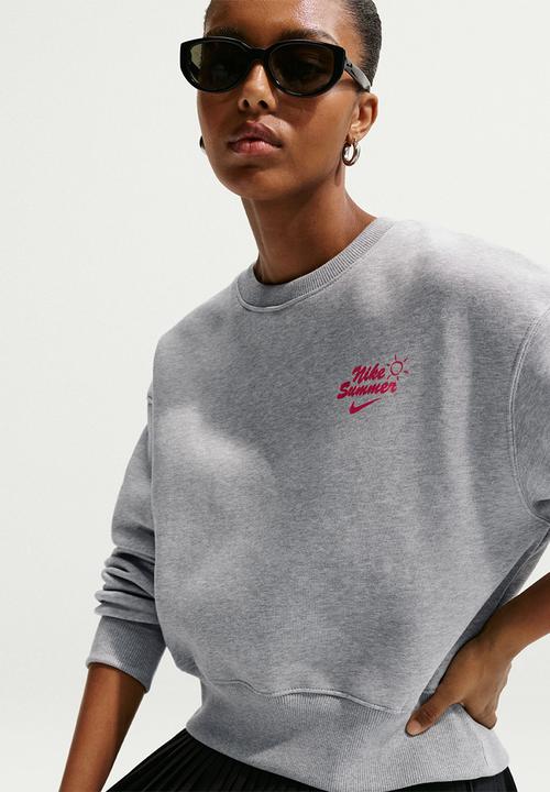 Nike - W Nsw Nvlty Phnx Flc Os Crew - Dk Grey Heather