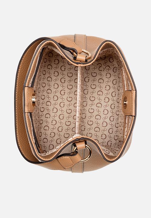 GUESS - Wells Crossbody Bucket Bag-Saddle Tan