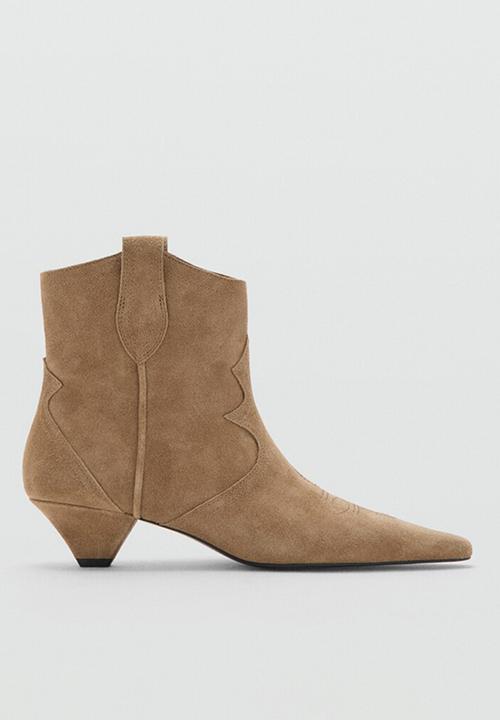 MANGO - Lucia suede western ankle boot - light/pastel brown