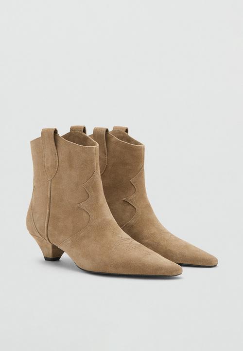 MANGO - Lucia suede western ankle boot - light/pastel brown