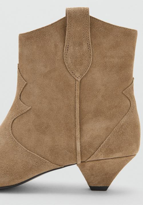 MANGO - Lucia suede western ankle boot - light/pastel brown