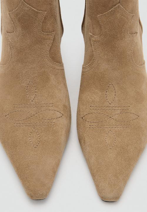 MANGO - Lucia suede western ankle boot - light/pastel brown