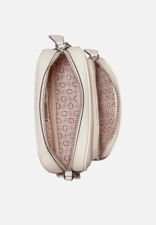 GUESS - Joella Mini Zip Crossbody Bag - Stone
