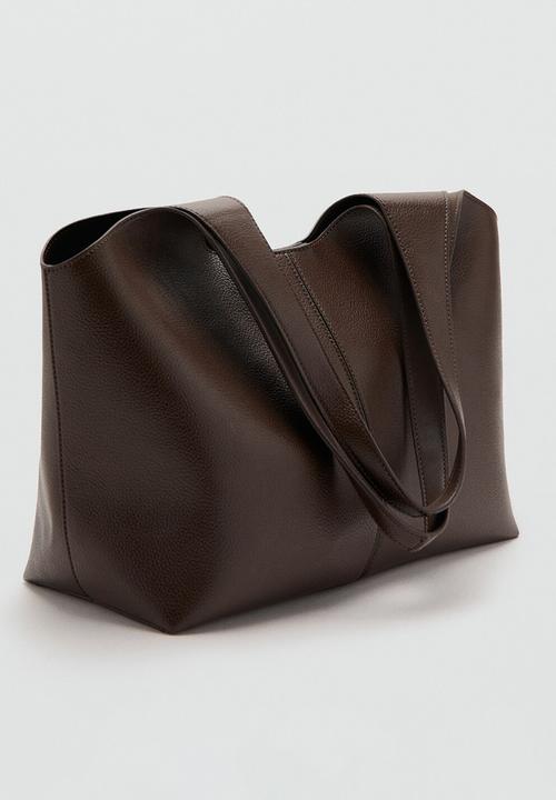 MANGO - Candance tote bag-dark brown