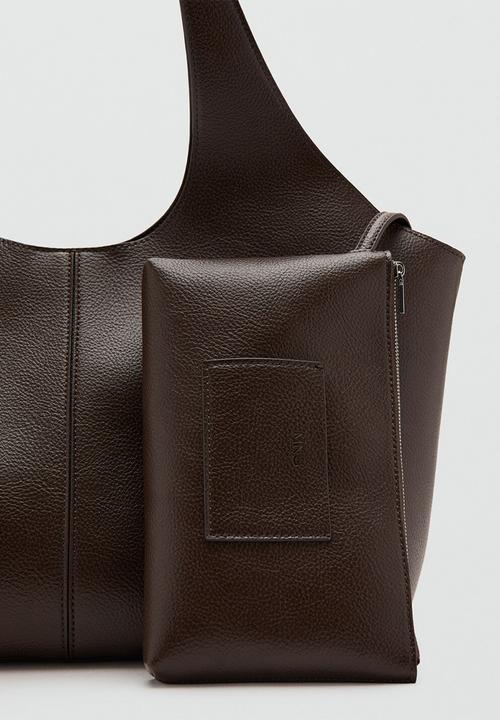 MANGO - Candance tote bag-dark brown