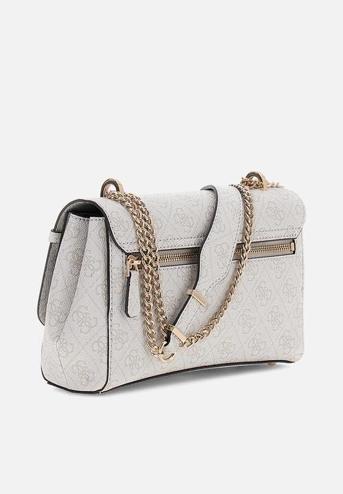 GUESS - Leona Logo Convrtbl Crossbody Flap Bag - Bone Logo