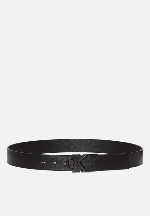 Calvin Klein - Ck Buckle Tumbled 35Mm Adj/Rev - Black/Black/Matte Black