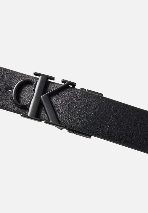 Calvin Klein - Ck Buckle Tumbled 35Mm Adj/Rev - Black/Black/Matte Black
