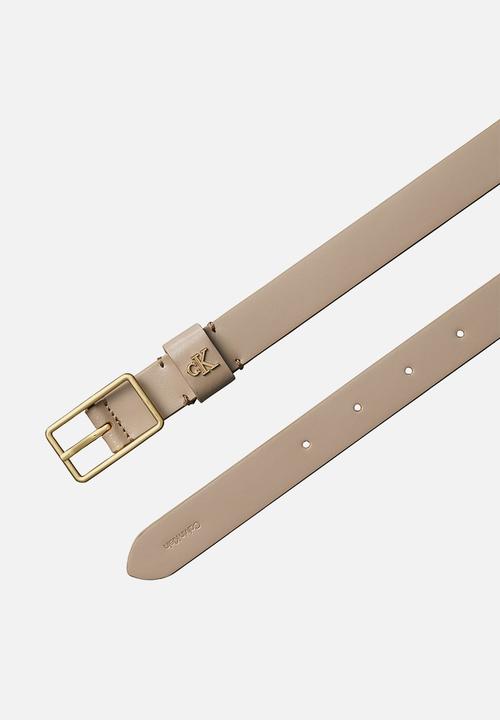 Calvin Klein - Square buckle ck loop 25mm belt- desert taupe