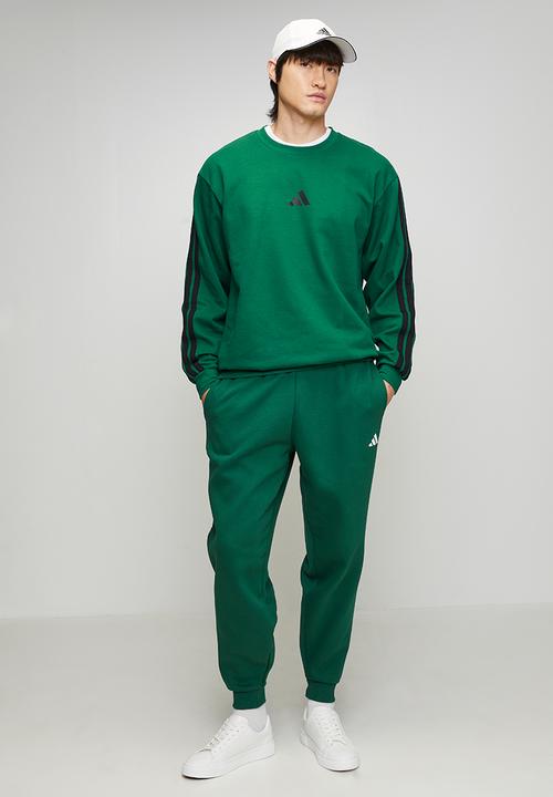 adidas Performance - 3Stripe FL Crew Sweatshirt  - College GREEN