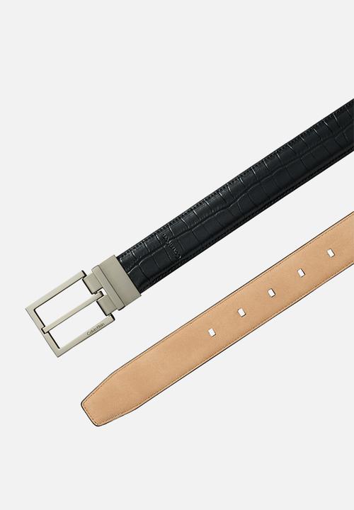 Calvin Klein - Square Buckle Croc 32Mm Adj - Black / Brushed Nickel