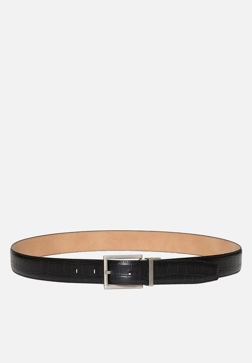 Calvin Klein - Square Buckle Croc 32Mm Adj - Black / Brushed Nickel
