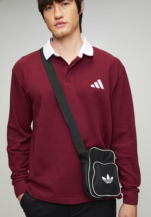 adidas Performance - Small Logo Pique L/S Polo Shirt  - shadow red / white