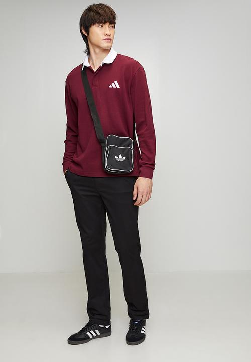 adidas Performance - Small Logo Pique L/S Polo Shirt  - shadow red / white