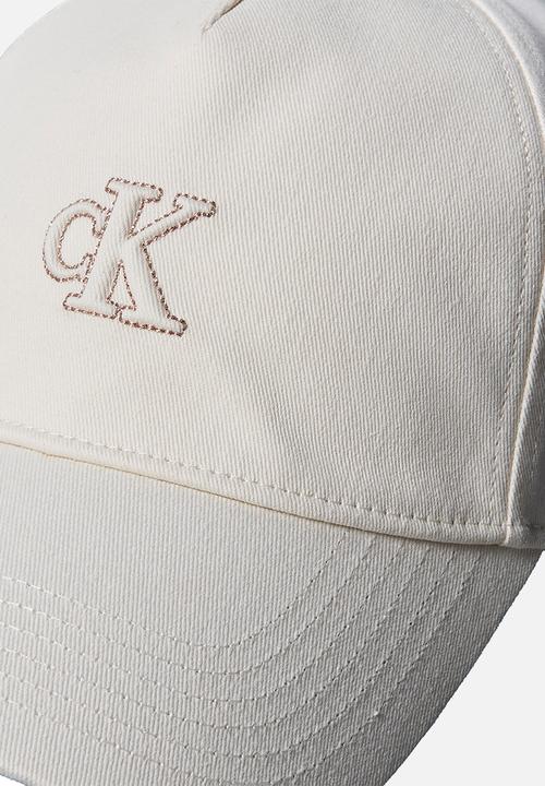 Calvin Klein - Monogram lurex embroidery cap- white greige