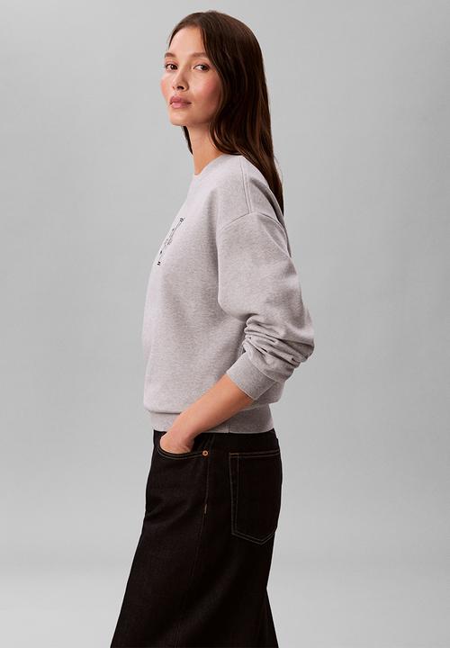 Calvin Klein - Long sleeve foil monologo french terry rlxd crew - heroic grey heather