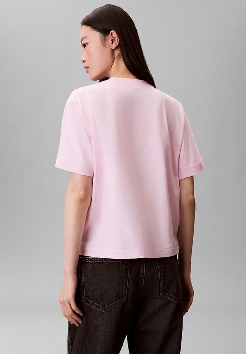 Calvin Klein - Short sleeve boxy cocktail logo tee - pearly pink