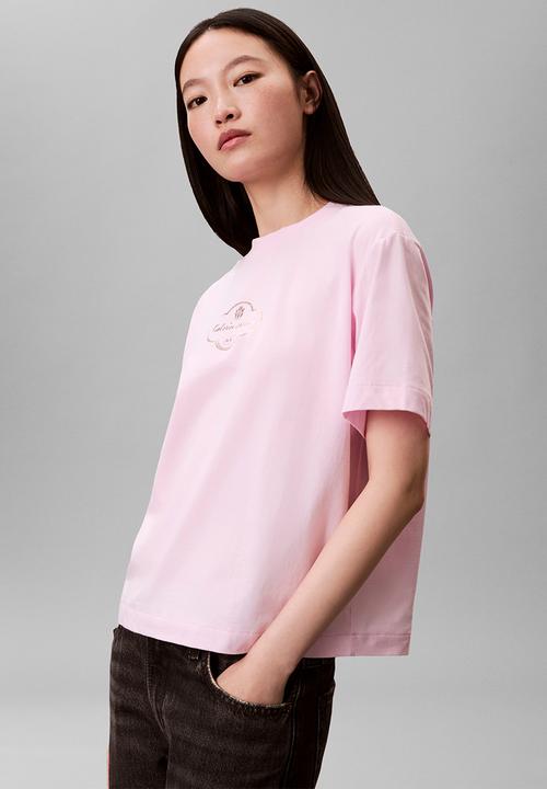Calvin Klein - Short sleeve boxy cocktail logo tee - pearly pink