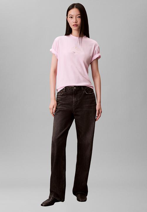 Calvin Klein - Short sleeve boxy cocktail logo tee - pearly pink