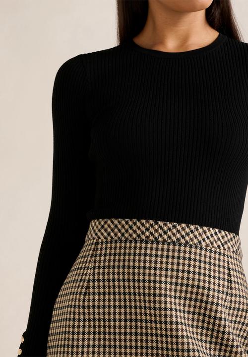 Forever New - Aisha 2 in 1 knit mini dress in black