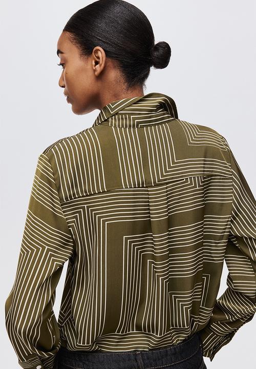 H&M - Shirt - khaki green/patterned