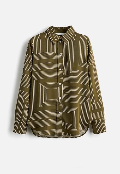 H&M - Shirt - khaki green/patterned