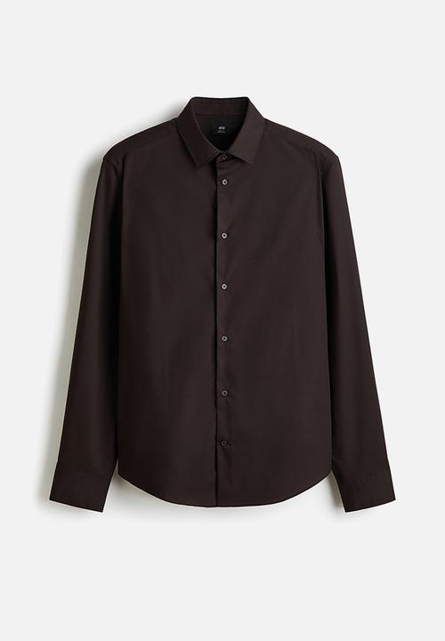 H&M - Slim fit easy-iron shirt - dark brown