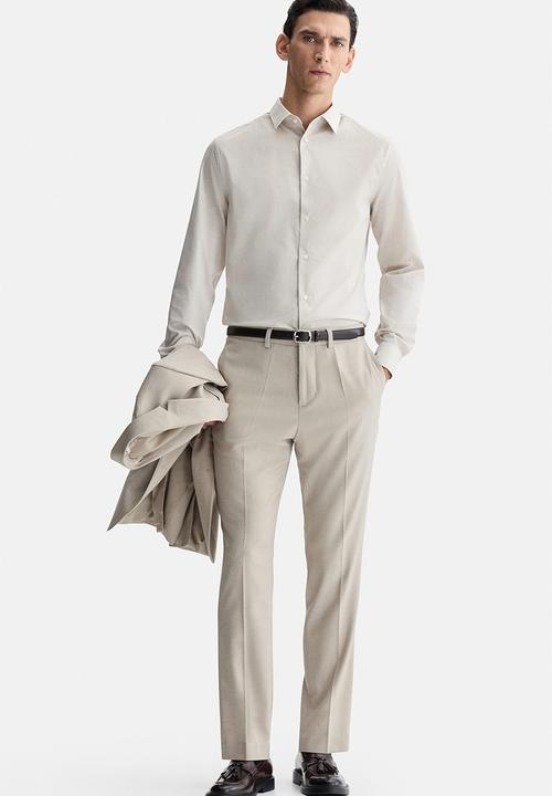 H&M - Slim fit easy-iron shirt - light beige