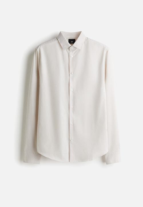 H&M - Slim fit easy-iron shirt - light beige