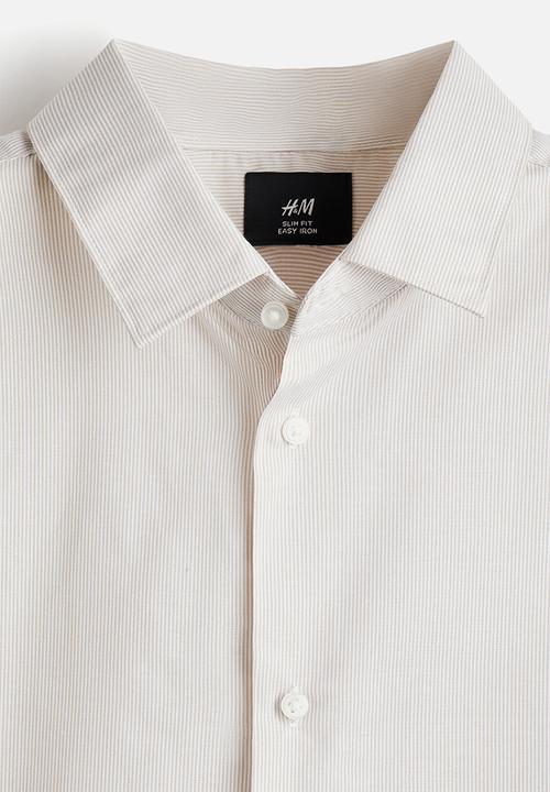 H&M - Slim fit easy-iron shirt - light beige