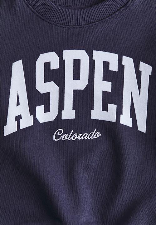 H&M - Printed crew-neck sweatshirt - navy blue/aspen