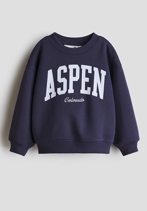 H&M - Printed crew-neck sweatshirt - navy blue/aspen