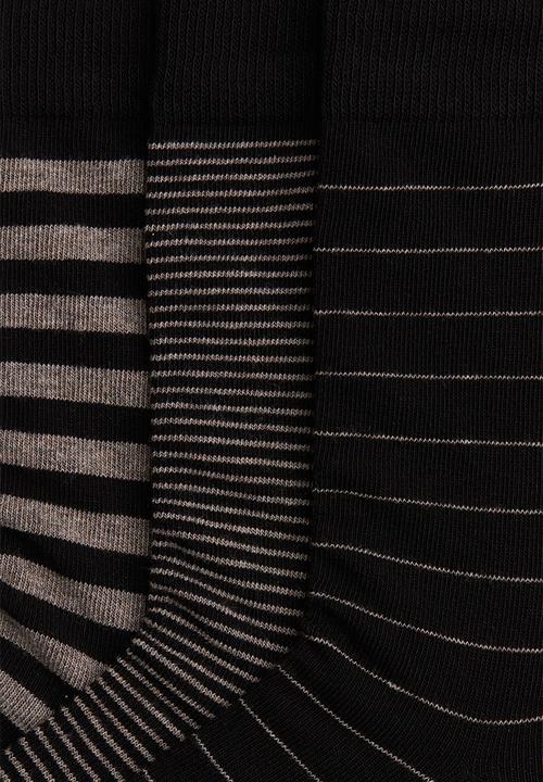 H&M - 3-pack socks - black/beige striped
