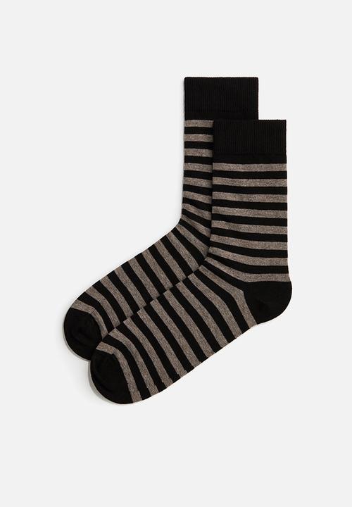 H&M - 3-pack socks - black/beige striped
