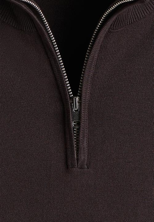 H&M - Regular fit zip-top jumper - dark brown