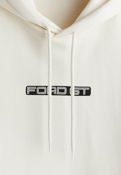 H&M - Loose fit printed hoodie - white/ford