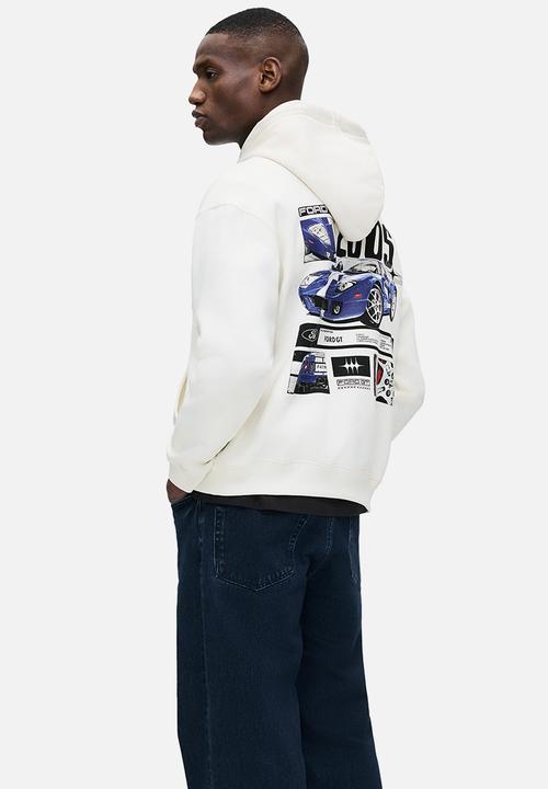 H&M - Loose fit printed hoodie - white/ford