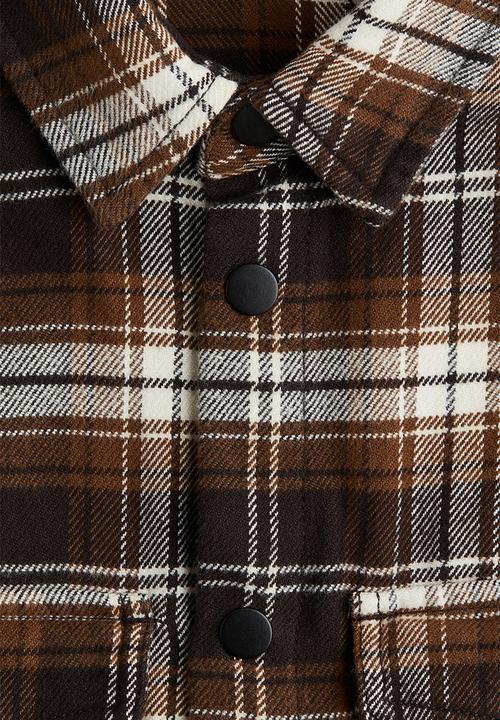 H&M - Cotton flannel overshirt - brown/checked