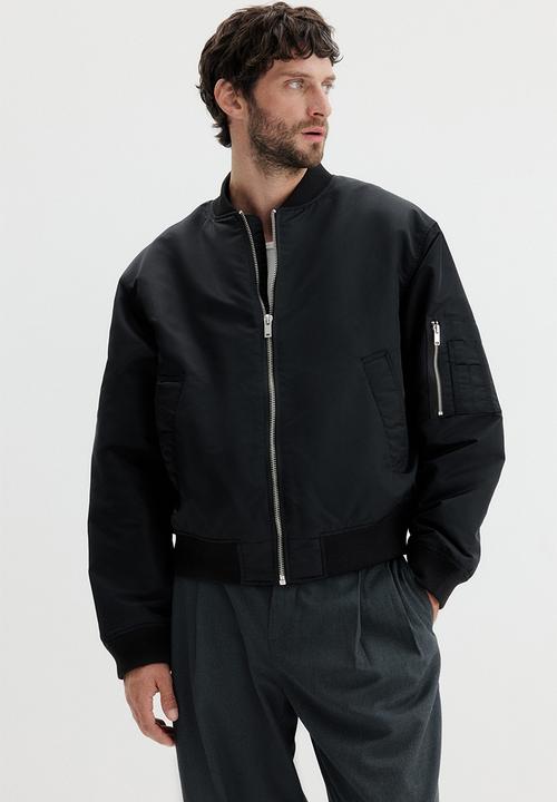 Nylon bomber jacket - black - 1295578001