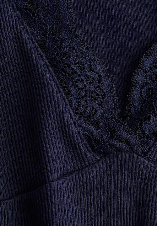 H&M - Lace-trimmed top - navy blue