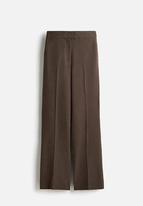 H&M - Bootcut trousers - dark beige/dogtooth pattern