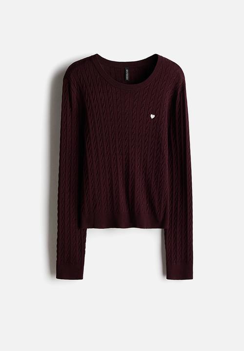 H&M - Cable-knit jumper - burgundy