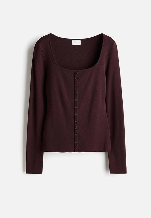 H&M - Square-neck top - burgundy