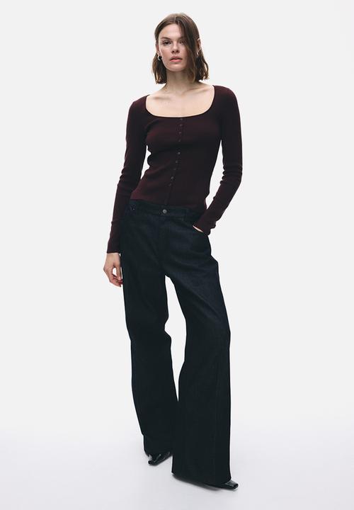 H&M - Square-neck top - burgundy
