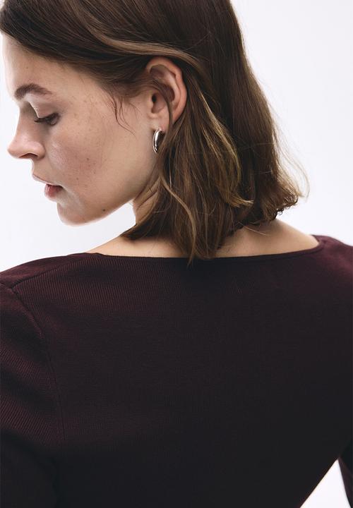 H&M - Square-neck top - burgundy