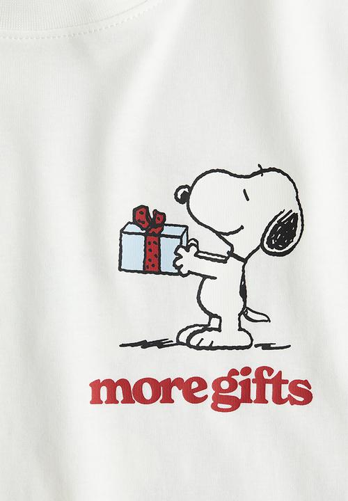 H&M - Loose-fit printed cotton t-shirt - white/snoopy